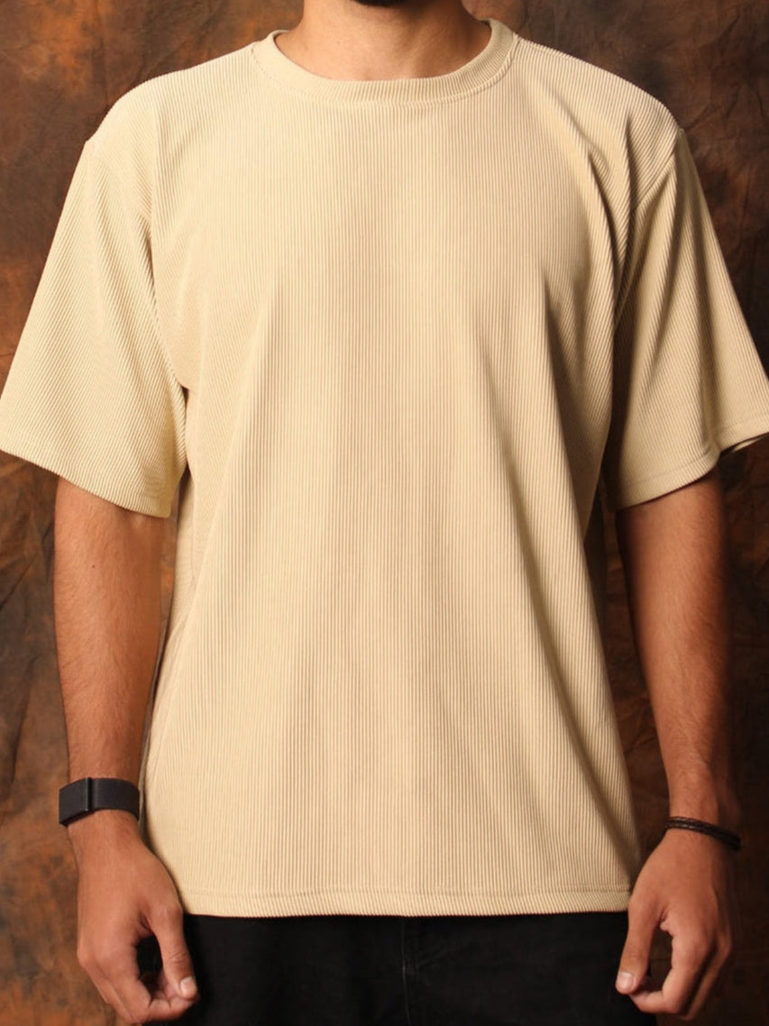 Beige Textured Tshirt